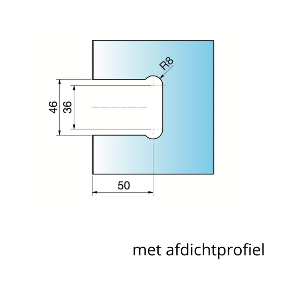 Flamea+ Linea douchescharnier wand/glas 180° - 8133M1 - Sparing met afdichtprofiel