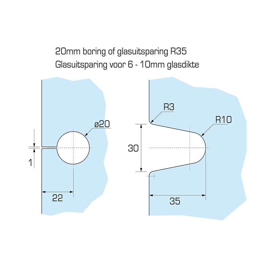 Flamea+ glasklem wand/glas 90° - 8194 - Sparing