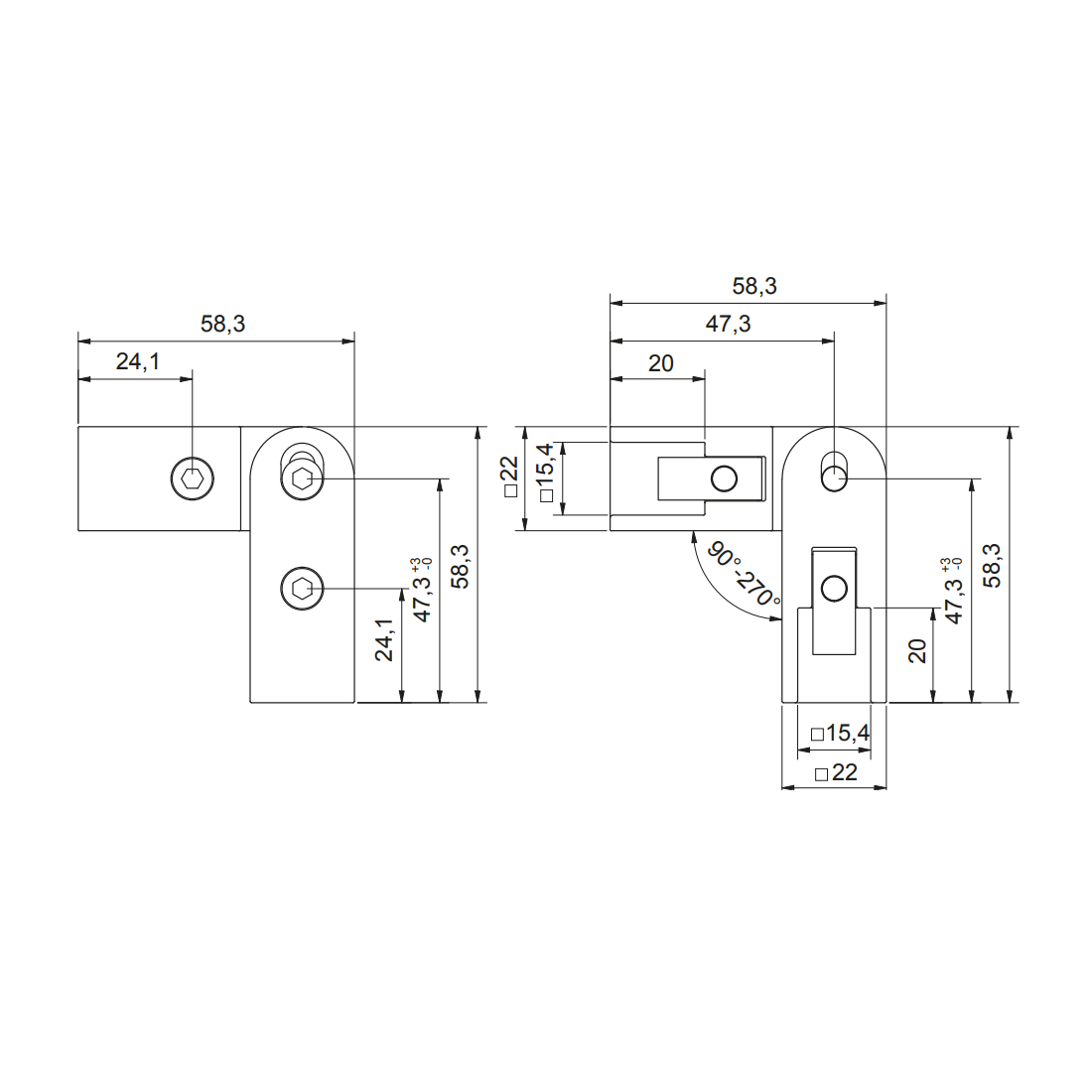 Hoekverbinder - 8794 EV - Technische Tekening