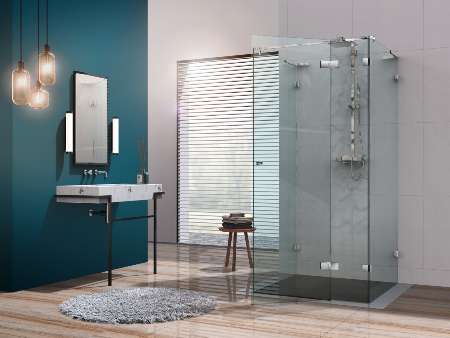 Fardello douchescharnier glas/glas 180° - 8901 - Sfeer