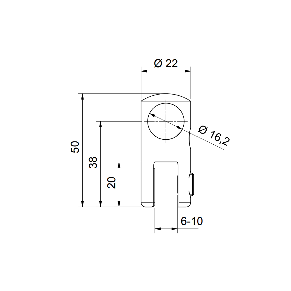 Glasaansluiting T-stuk - 8744 GTL - Technische Tekening