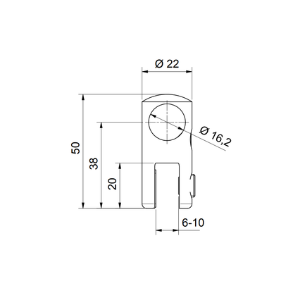Glasaansluiting T-stuk - 8744 GTL - Technische Tekening